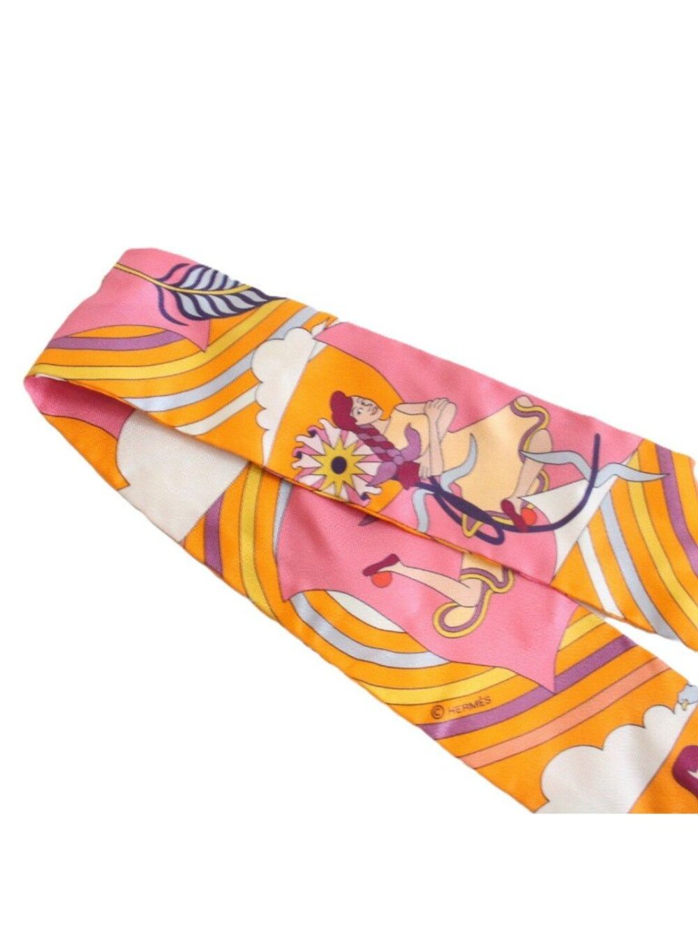 Hermes Tsuiri My Cloud Silk 100% Orange Scarf - Picture 3 of 10